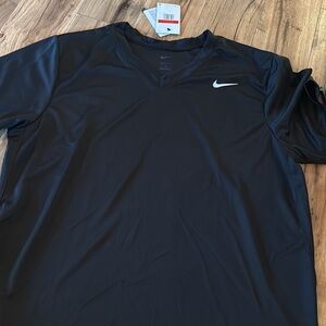 Nike Black V-Neck Tee with Swoosh NWt size large